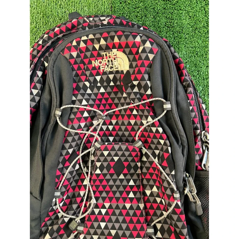 The North Face Jester Backpack Pink Black Geometric Triangle Print Daypack